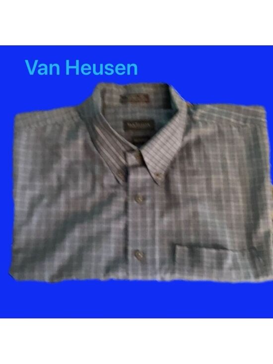 Van Heusen Other - XXL 18-18 1/2 Van Heusen Blue Plaid Wrinkle Free
